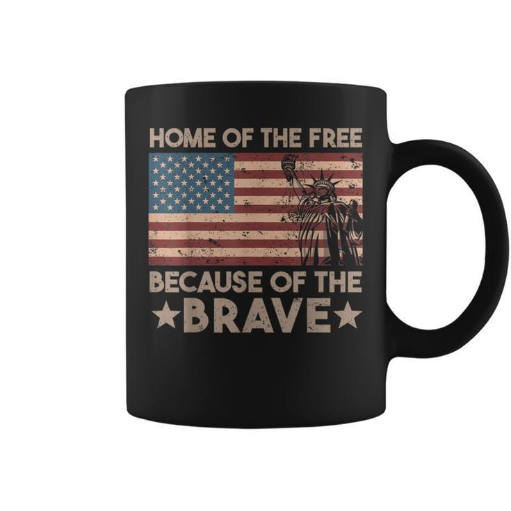 Home Of The Free Because Of The Brave Vintage American Flag Coffee Mug