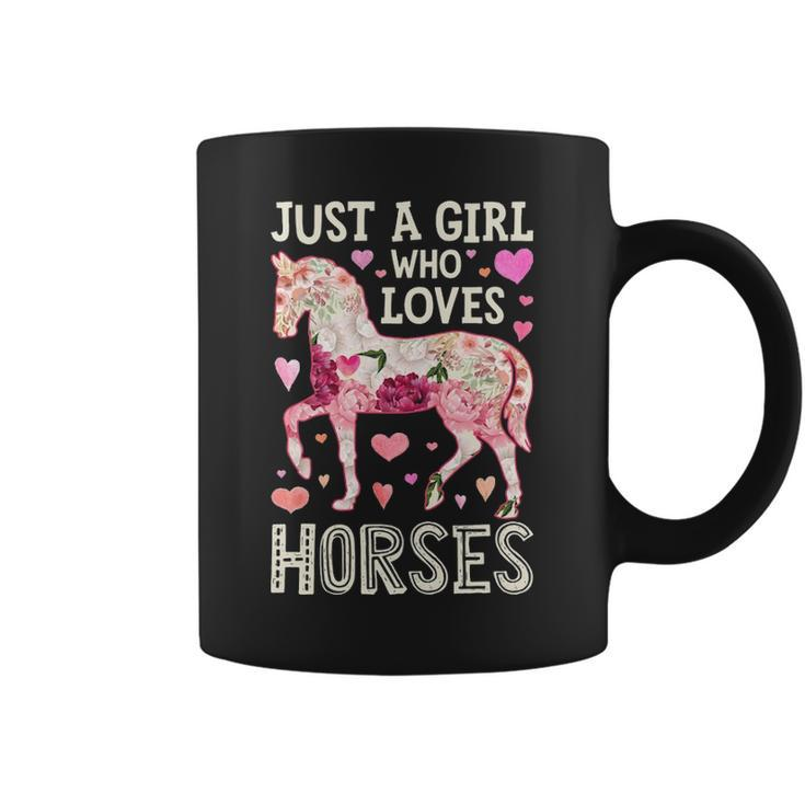Horse Just A Girl Who Loves Horseback Riding Farm Flower Coffee Mug