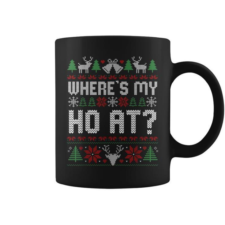 Where My Ho's At Ugly Christmas Sweater Couples Matching Coffee Mug