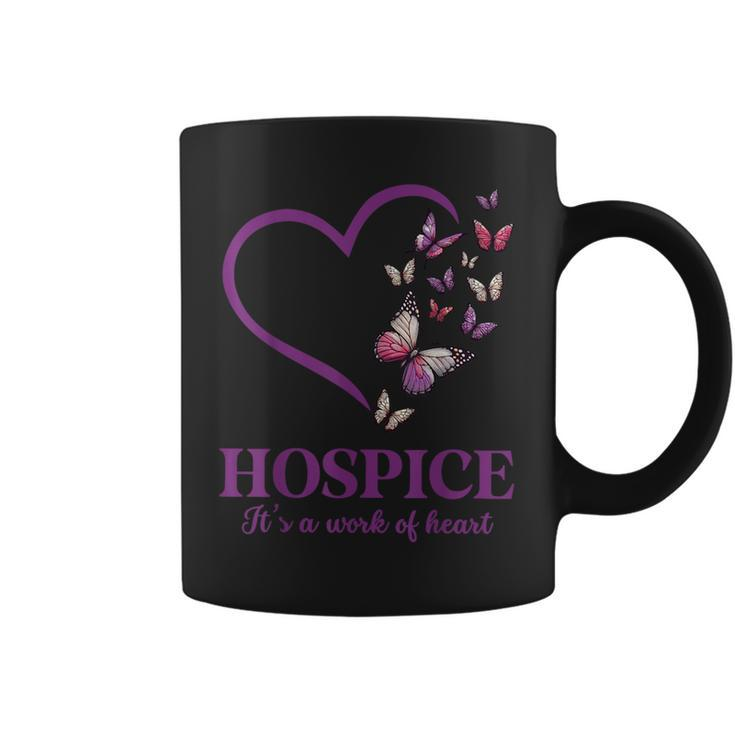 Hospice It's A Work Of Heart Butterfly Heart Hospice Worker Coffee Mug