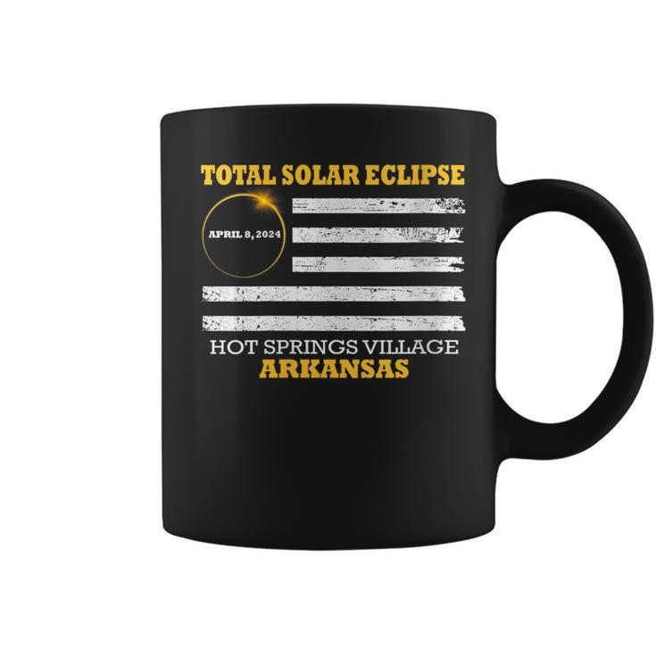 Hot Springs Village Arkansas Solar Eclipse 2024 Us Flag Coffee Mug