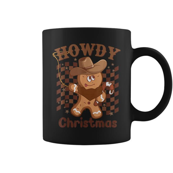 Howdy Christmas Gingerbread Retro Western Cowboy Xmas Coffee Mug
