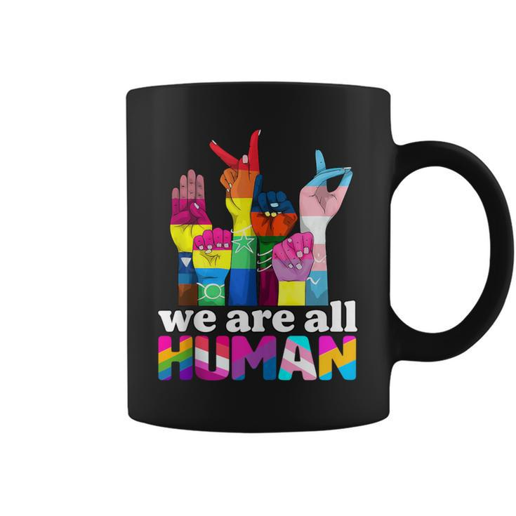 We Are All Human Lgbt Flag Gay Pride Month Transgender Flag Coffee Mug