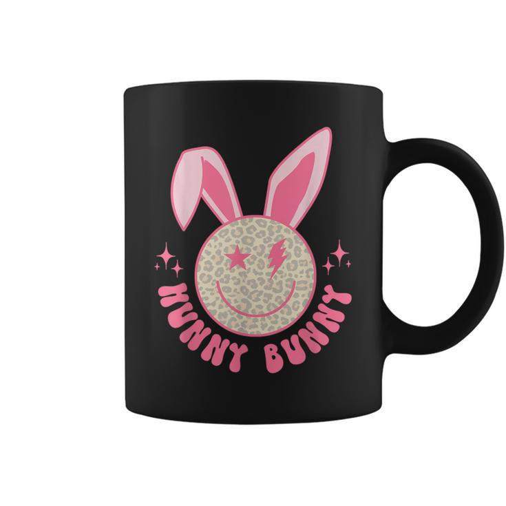 Hunny Bunny Retro Groovy Easter Leopard Smile Face Rabbit Coffee Mug