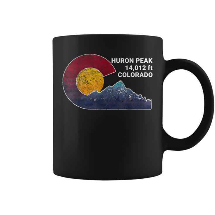 Huron Peak Colorado With Flag Inspired Scene Coffee Mug