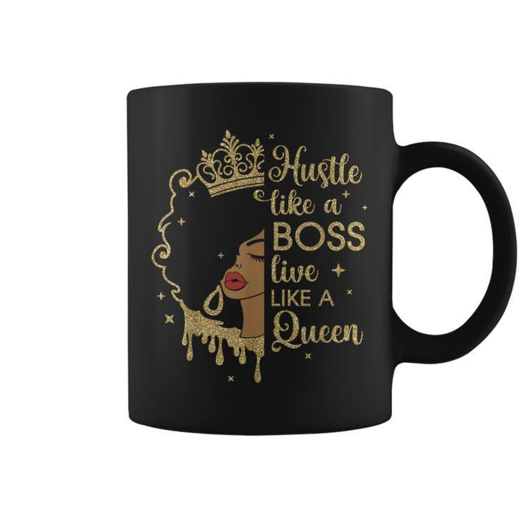 Hustle Like A Boss Live Like A Queen Afro Queen Black Woman Coffee Mug