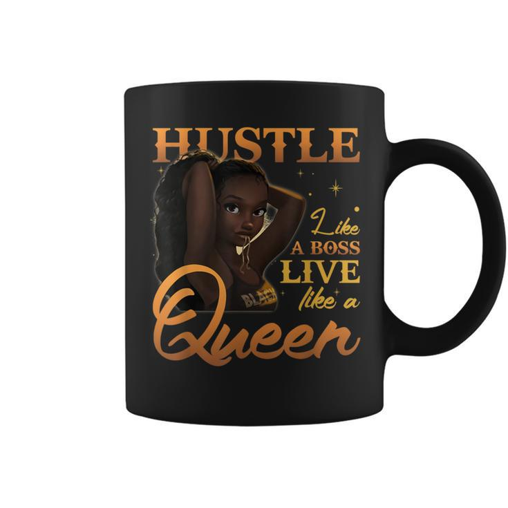 Hustle Like A Boss Live Like A Queen Afro Queen Black Women Coffee Mug
