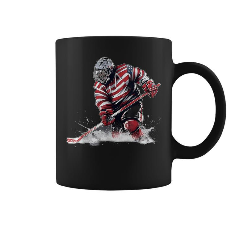 Ice Hockey Youth Puck Hockeyplayer Player Men Coffee Mug