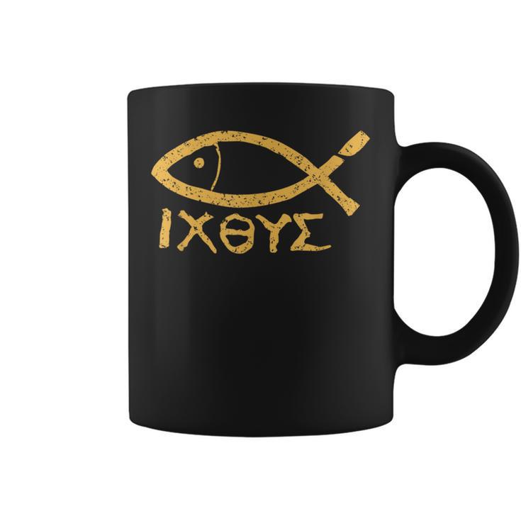 Ichthys Jesus Christ Son Of God Savior Ancient Fish Symbol Coffee Mug ...