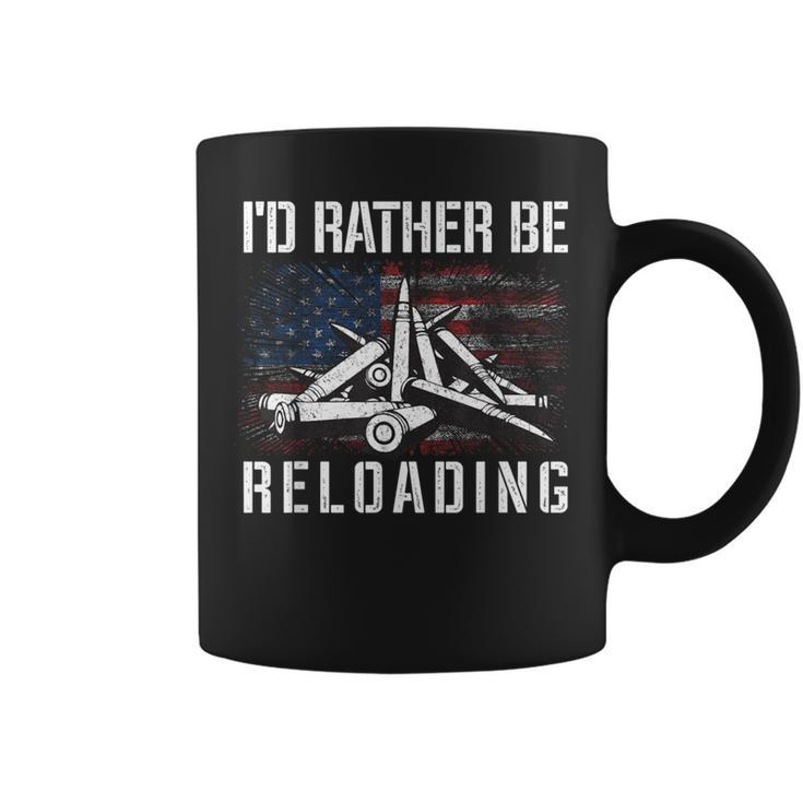 I'd Rather Be Reloading Shooter Guns Ammo American Flag Coffee Mug