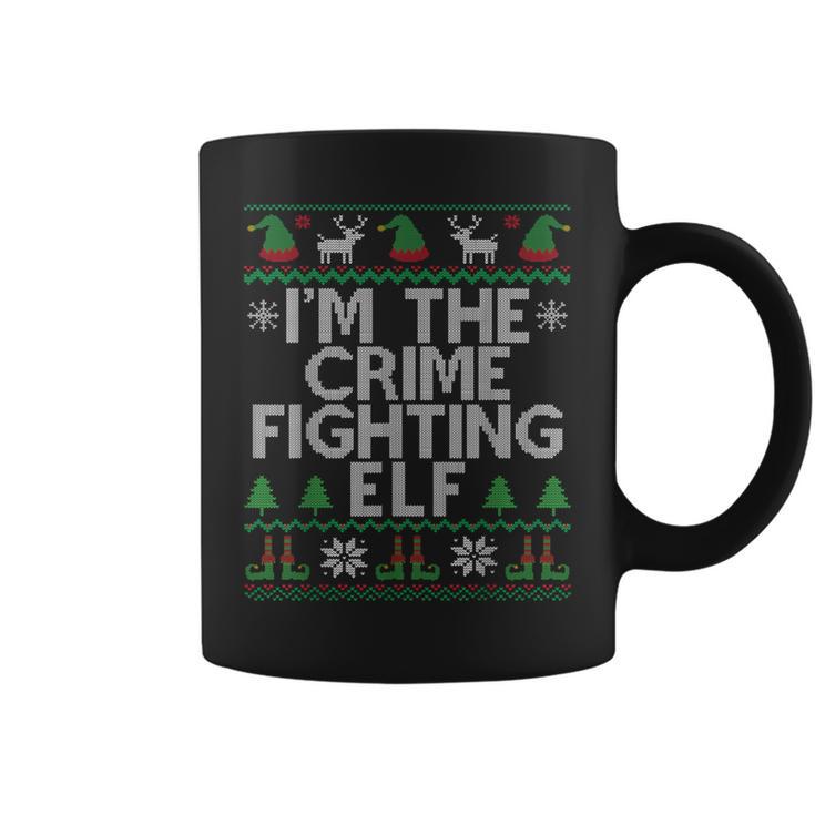 I'm The Crime Fighting Elf Police Officer Ugly Christmas Cop Coffee Mug