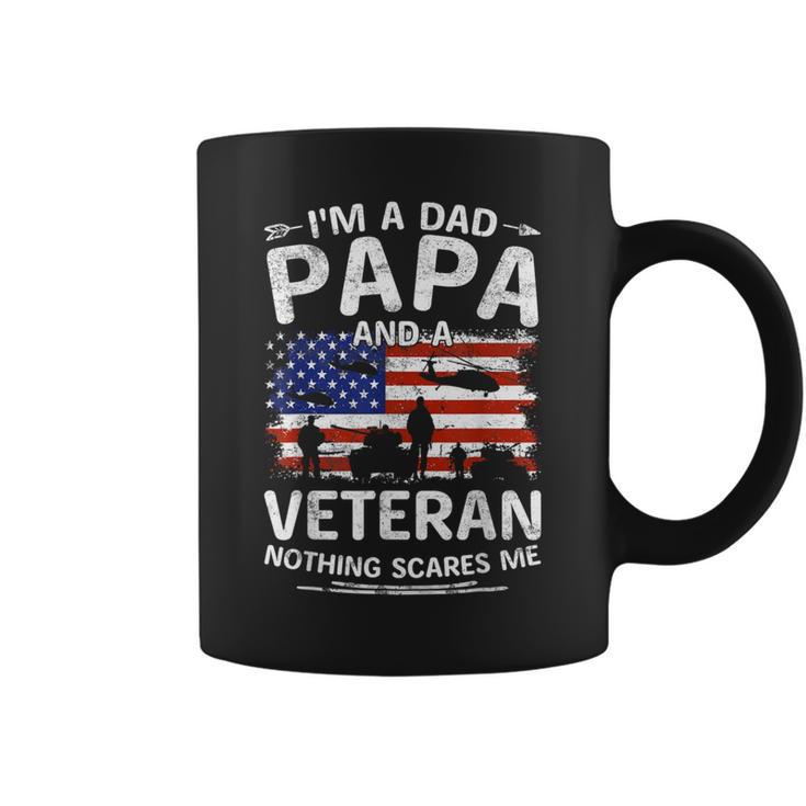 I'm A Dad Papa And Veteran Fathers Day Retro Papa Grandpa Coffee Mug