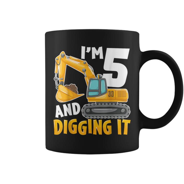 I'm Five 5 Year Old 5Th Birthday Boy Excavator Construction Coffee Mug