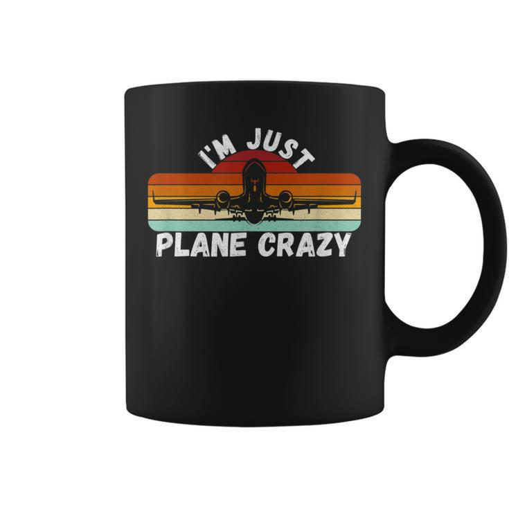 I'm Just Plane Crazy Pilot Pun Vintage Retro Sunset Coffee Mug