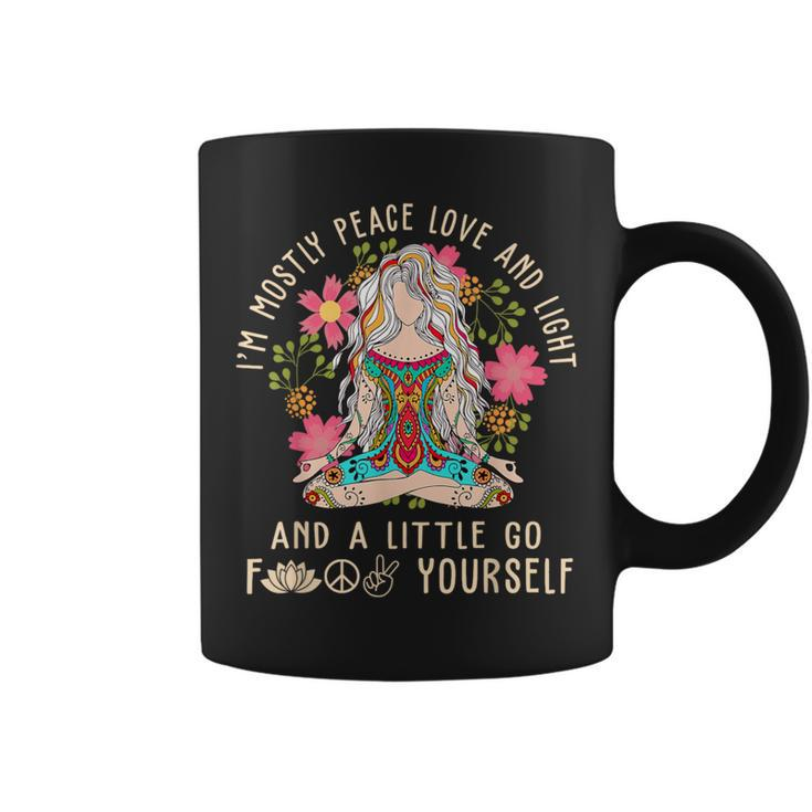 I'm Mostly Peace Love And Light Vintage Yoga Girl Meditation Coffee Mug