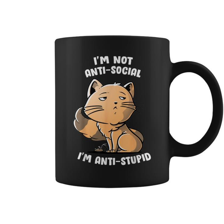 I'm Not Anti Social I'm Anti Stupid Cute Snob Cat Coffee Mug