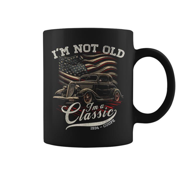 I'm Not Old I'm Classic Vintage 1934 Coupe Car American Flag Coffee Mug