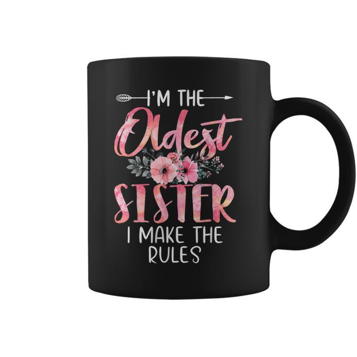I'm The Oldest Sister I Make The Rules Floral Cute Coffee Mug