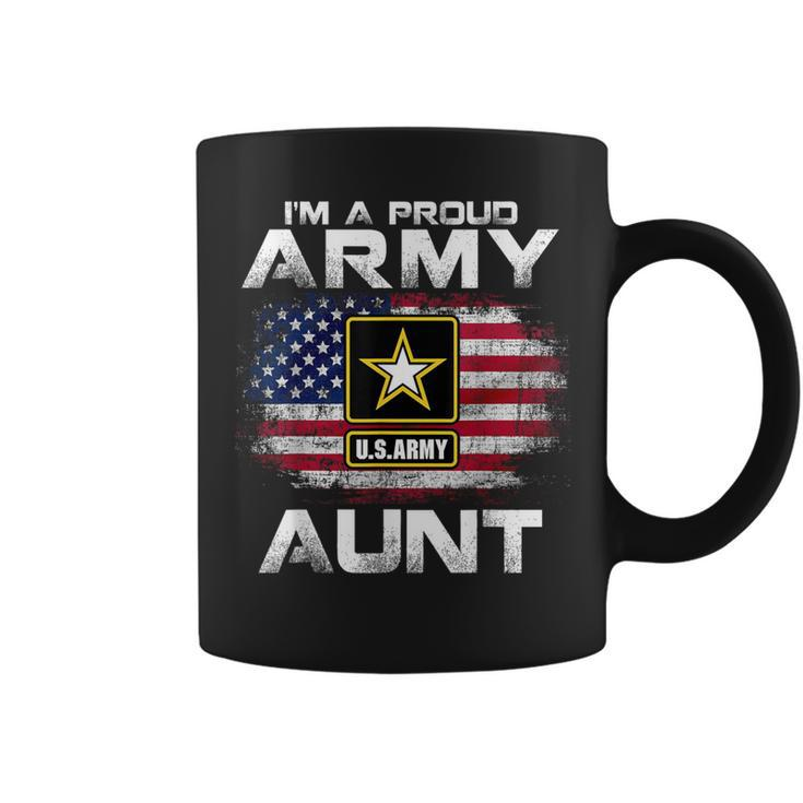 I'm A Proud Army Aunt With American Flag For Veteran Coffee Mug