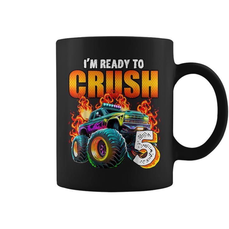 I'm Ready To Crush 5 Monster Truck 5Th Birthday Boys Toddler Coffee Mug