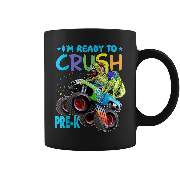 I'm Ready To Crush Prek Monster Truck Dinosaur Boys Coffee Mug
