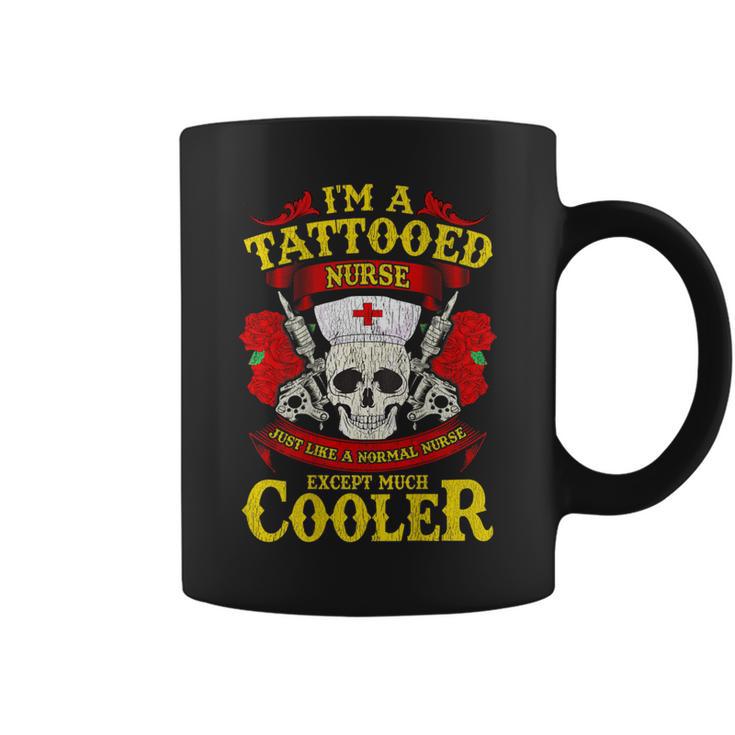 I'm A Tattooed Nurse Cooler Skull Roses Rn Lpn Coffee Mug