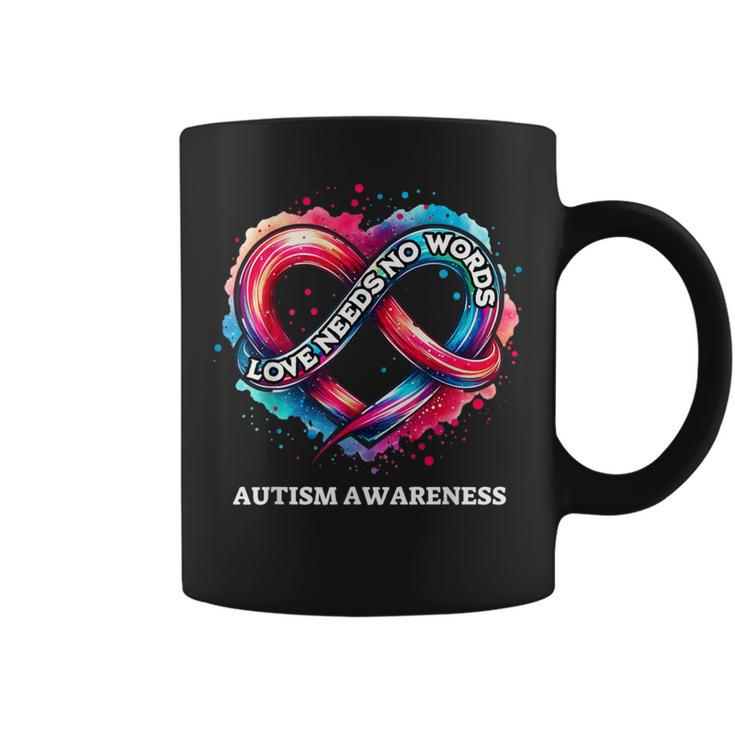 Infinity Heart Love Needs No Words Autism Awareness Tie Dye Coffee Mug