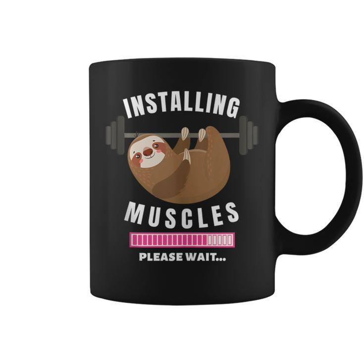 Installing Muscles Sloth Weight Lifting Fitness Motivation Coffee Mug