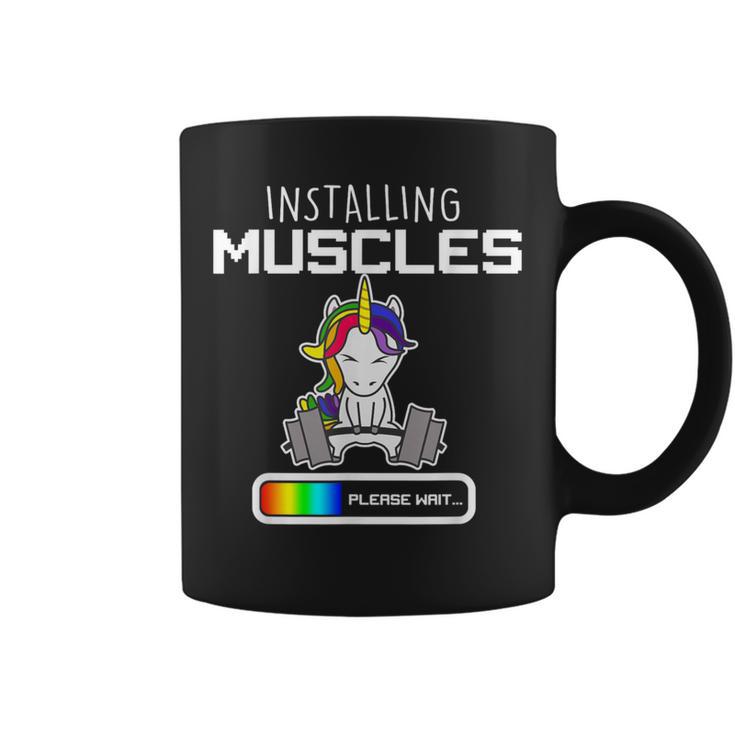 Installing Muscles Unicorn Loading Lifting Coffee Mug