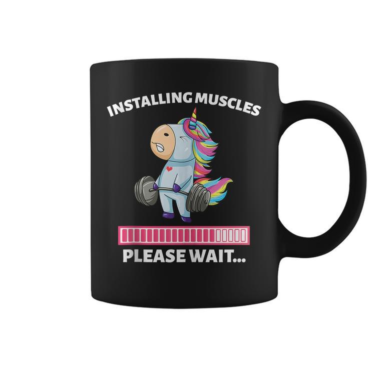 Installing Muscles Unicorn Weight Lifting Fitness Motivation Coffee Mug