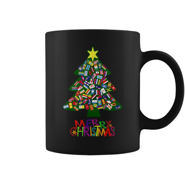 International Flags Nations Love World Peace Christmas Tree Coffee Mug