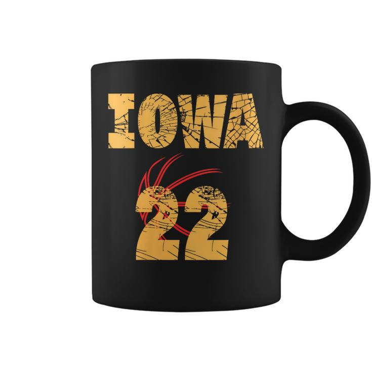Iowa 22 Golden Yellow Sports Team Jersey Number Coffee Mug