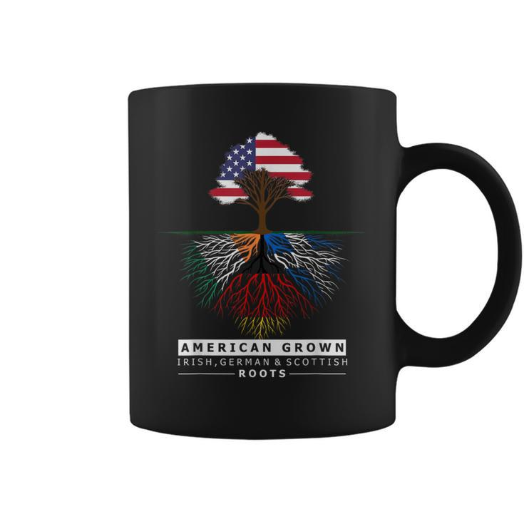 Irish German Scottish Roots American Grown With Flag Coffee Mug