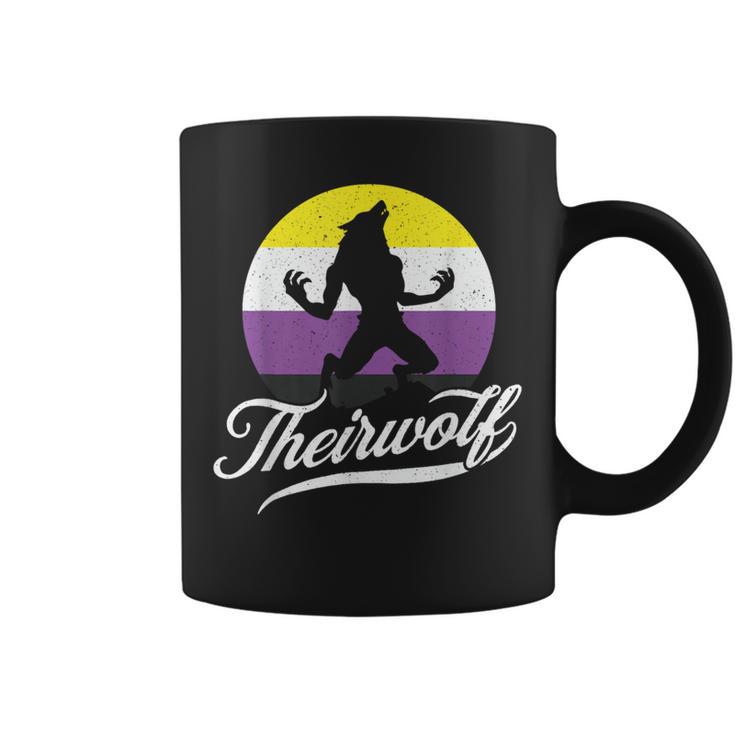 Theirwolf Non Binary Pride Nonbinary Nb Enby Flag Lgbtqia Coffee Mug