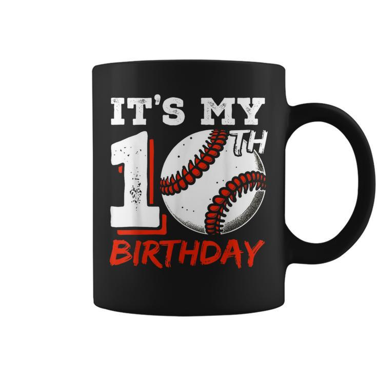 It's My 10Th Birthday Baseball Player 10 Years Old Boys Bday Coffee Mug