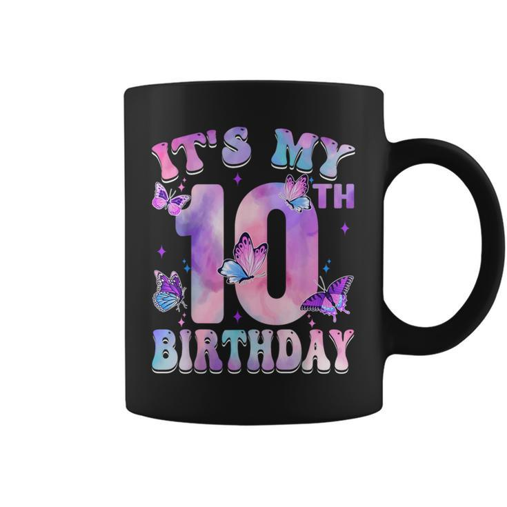It's My 10Th Birthday Butterfly Theme 10 Year Old Party Girl Coffee Mug