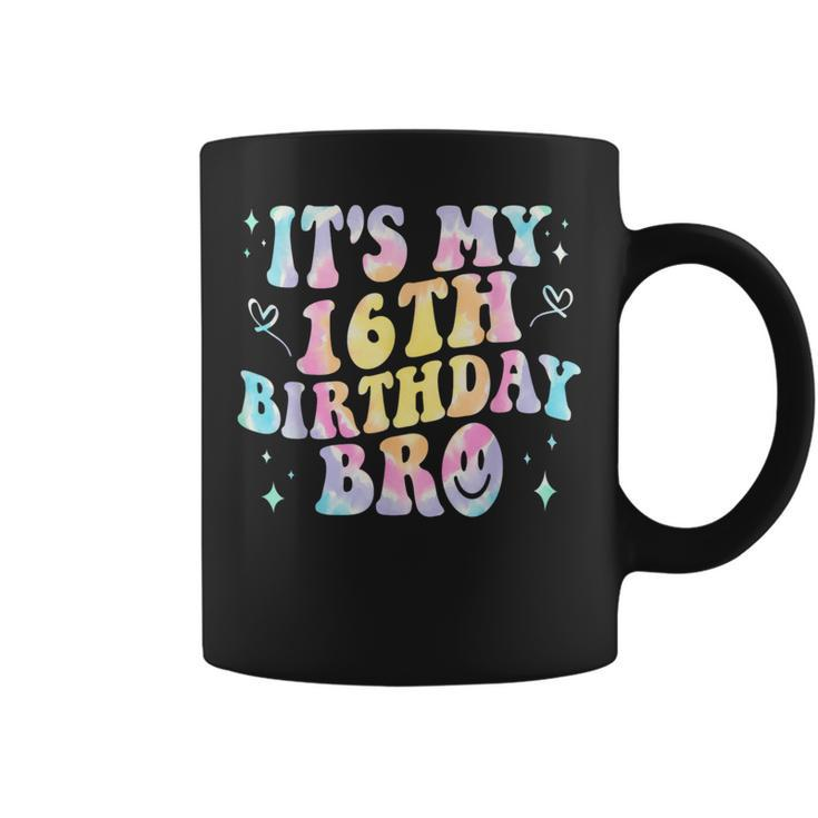Its My 16Th Birthday Bro 16 Years Old Vintage Tie Dye Groovy Coffee Mug