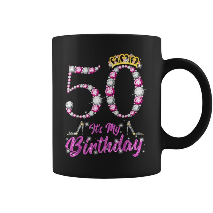 It's My 50Th Birthday Queen Tiara Shoes 50 Yrs Old Bday Coffee Mug