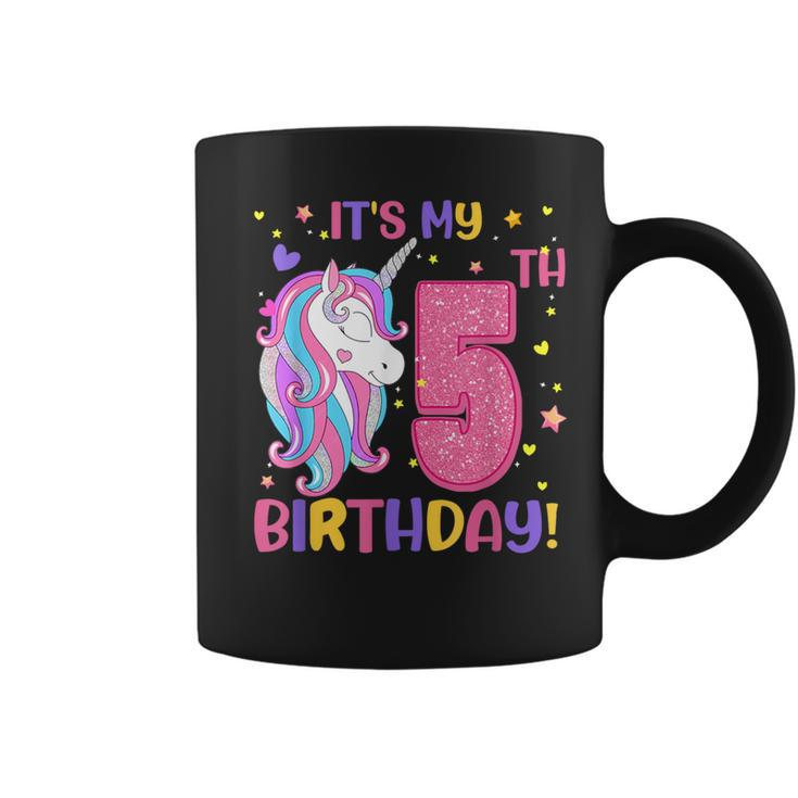 It's My 5Th Birthday Unicorn Girls 5 Year Old Coffee Mug