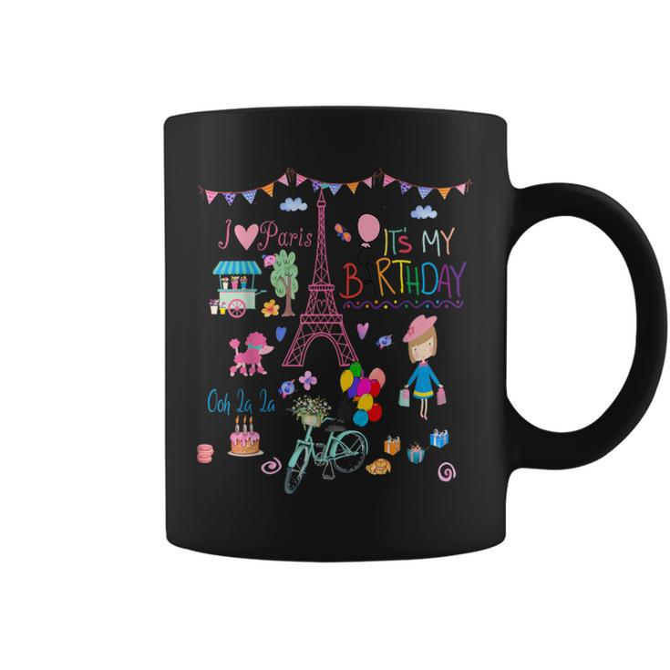 It's My Birthday I Love Paris Eiffel Tower & French Icons Coffee Mug