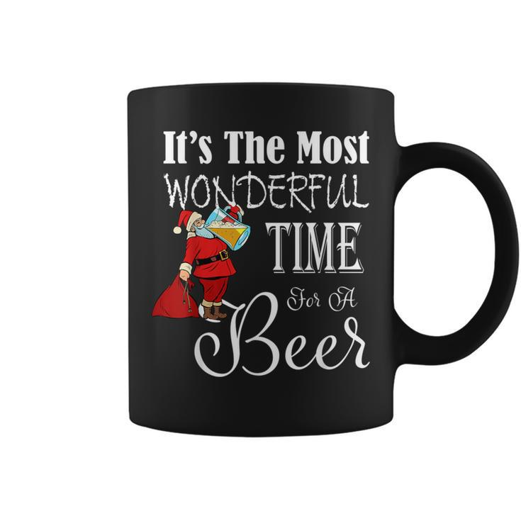 It's The Most Wonderful Time For A Beer Christmas Santa Hat Coffee Mug