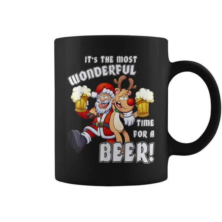 It's The Most Wonderful Time For A Beer Santa Xmas Coffee Mug