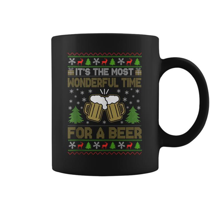 It's The Most Wonderful Time For A Beer Santa Ugly Christmas Coffee Mug