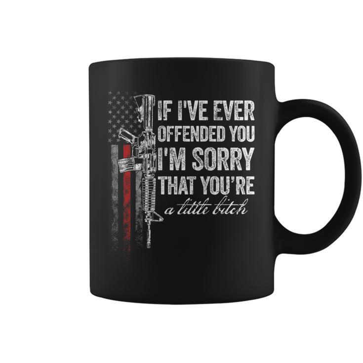 If I've Ever Offended You I'm Sorry American Flag On Back Coffee Mug