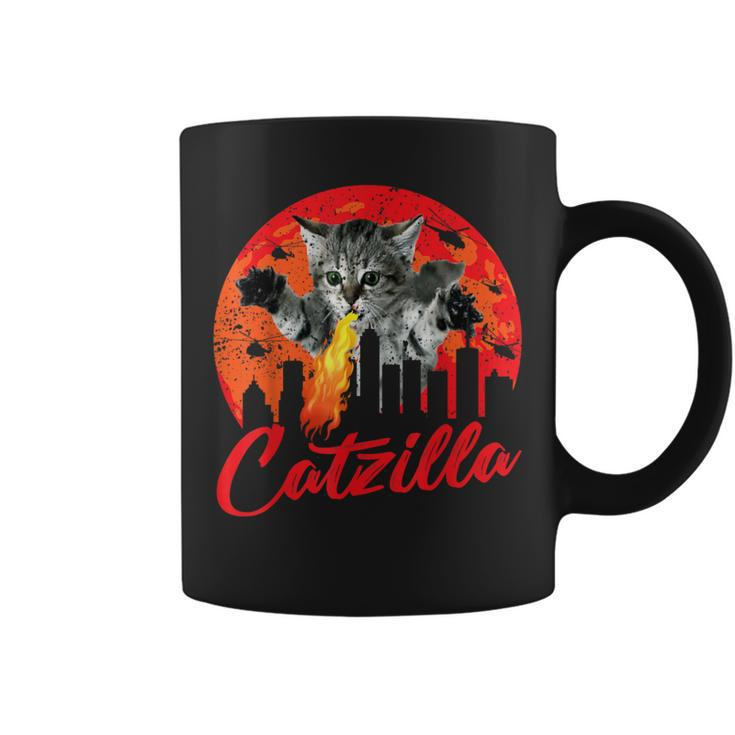 Japanese Catzilla Sunset Black Cat Monster Manga Anime Coffee Mug