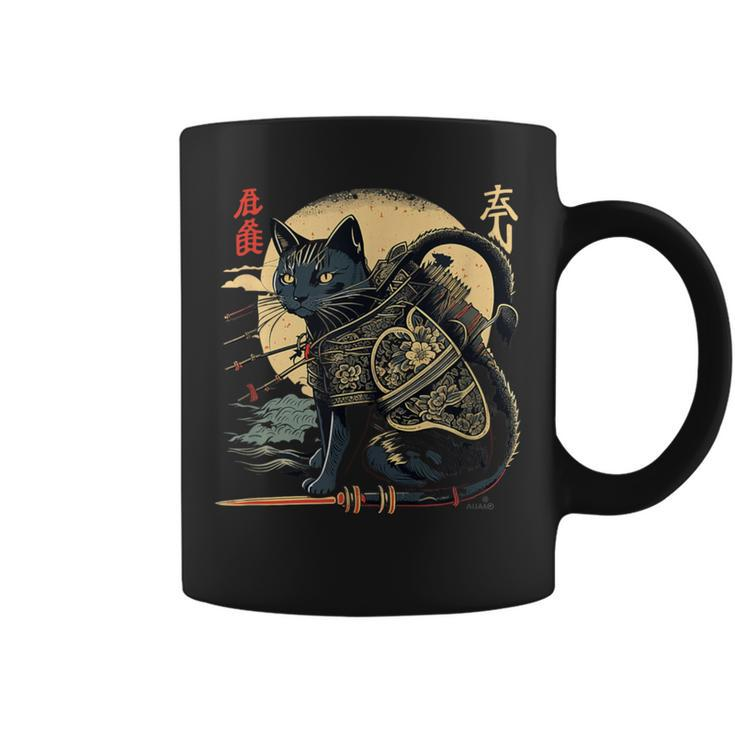 Japanese Samurai Cat Tattoo Vintage Kawaii Ninja Coffee Mug