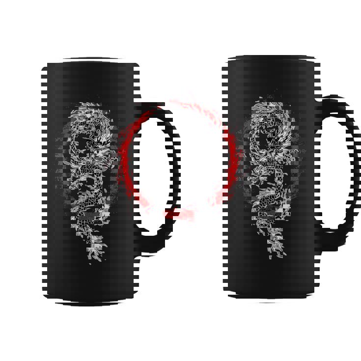 Japonés Estético Dragón Y Sol Símbolo Kanji Japón Tatuaje Taza de café
