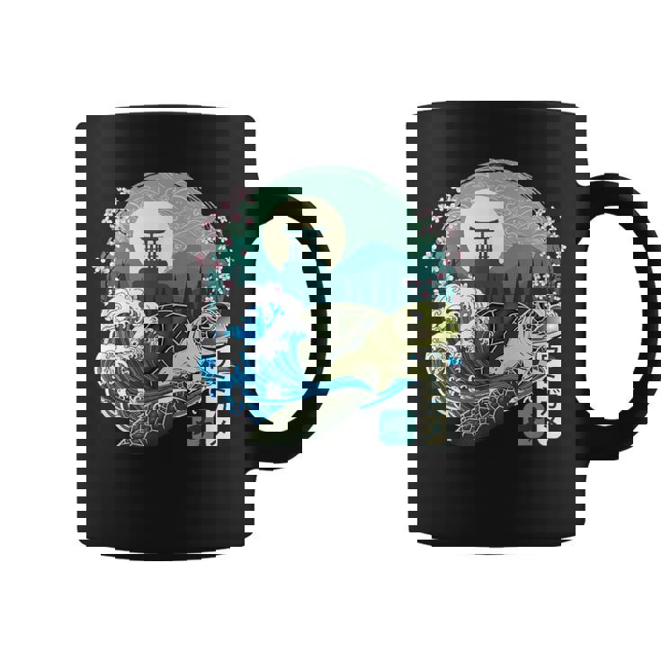 Japonés Tortuga Mar Gran Ola Kanagawa Japón Arteintage Taza de café