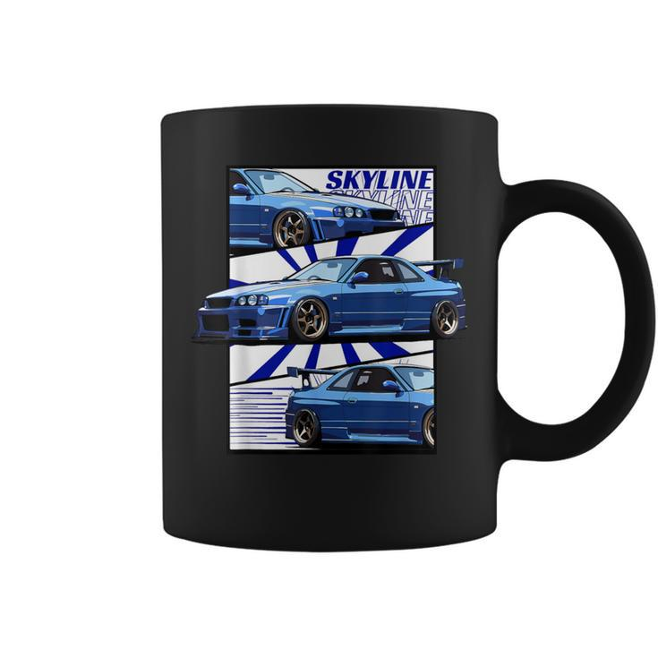 Jdm R34 Motorsport Car Drift Sky Line Car Comic Style Japan Coffee Mug