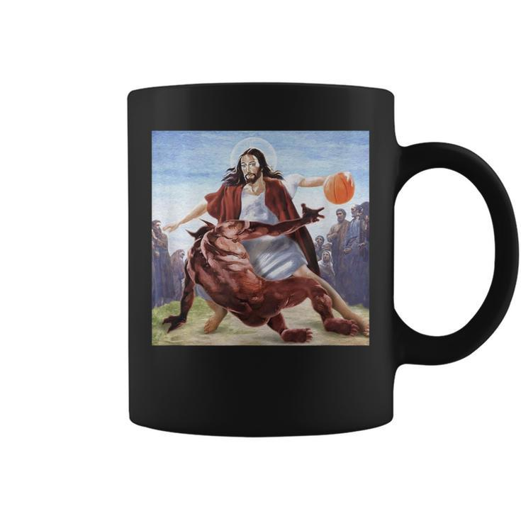 Jesus Crossing Up The Devil Christian Women Coffee Mug